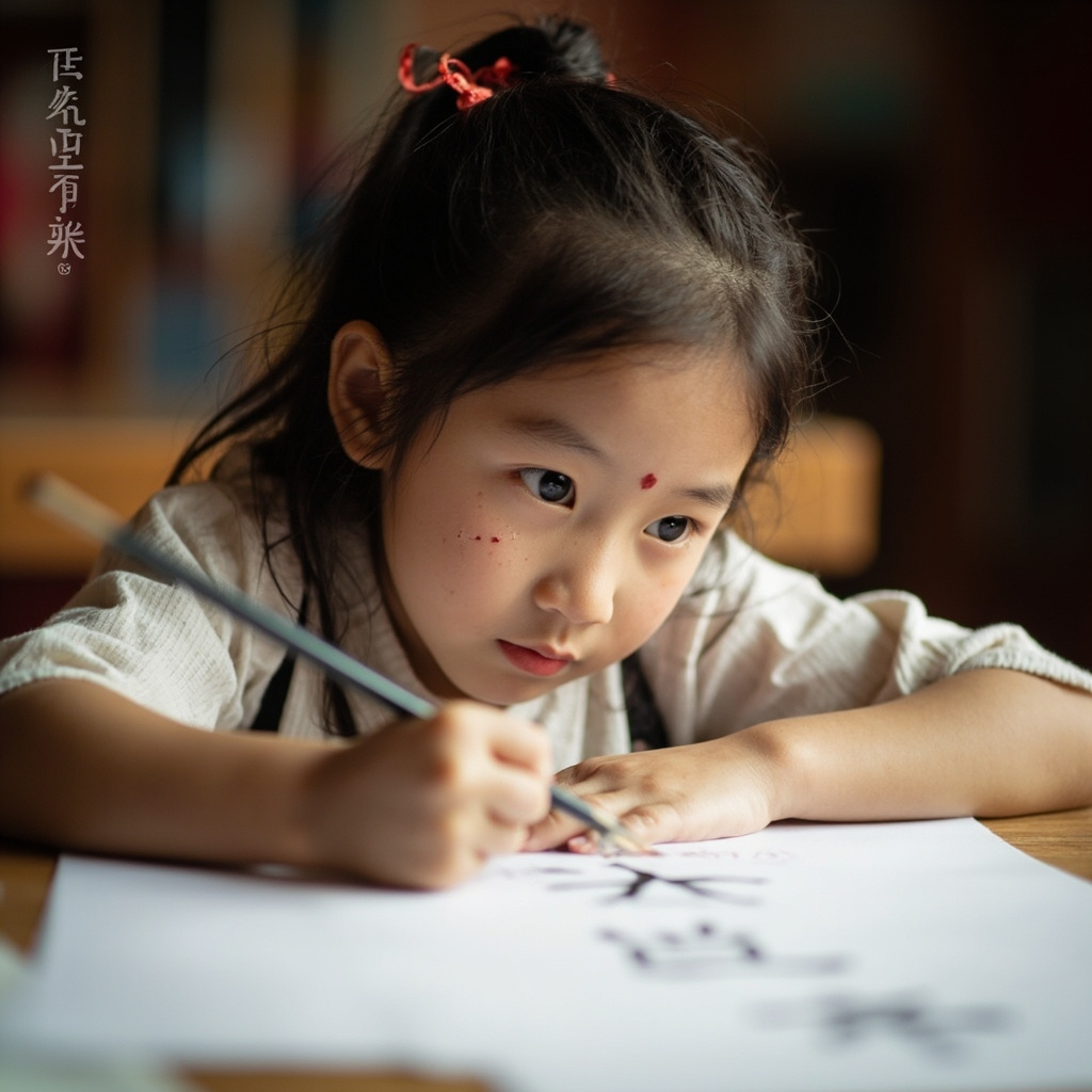 Chinese children learning characters