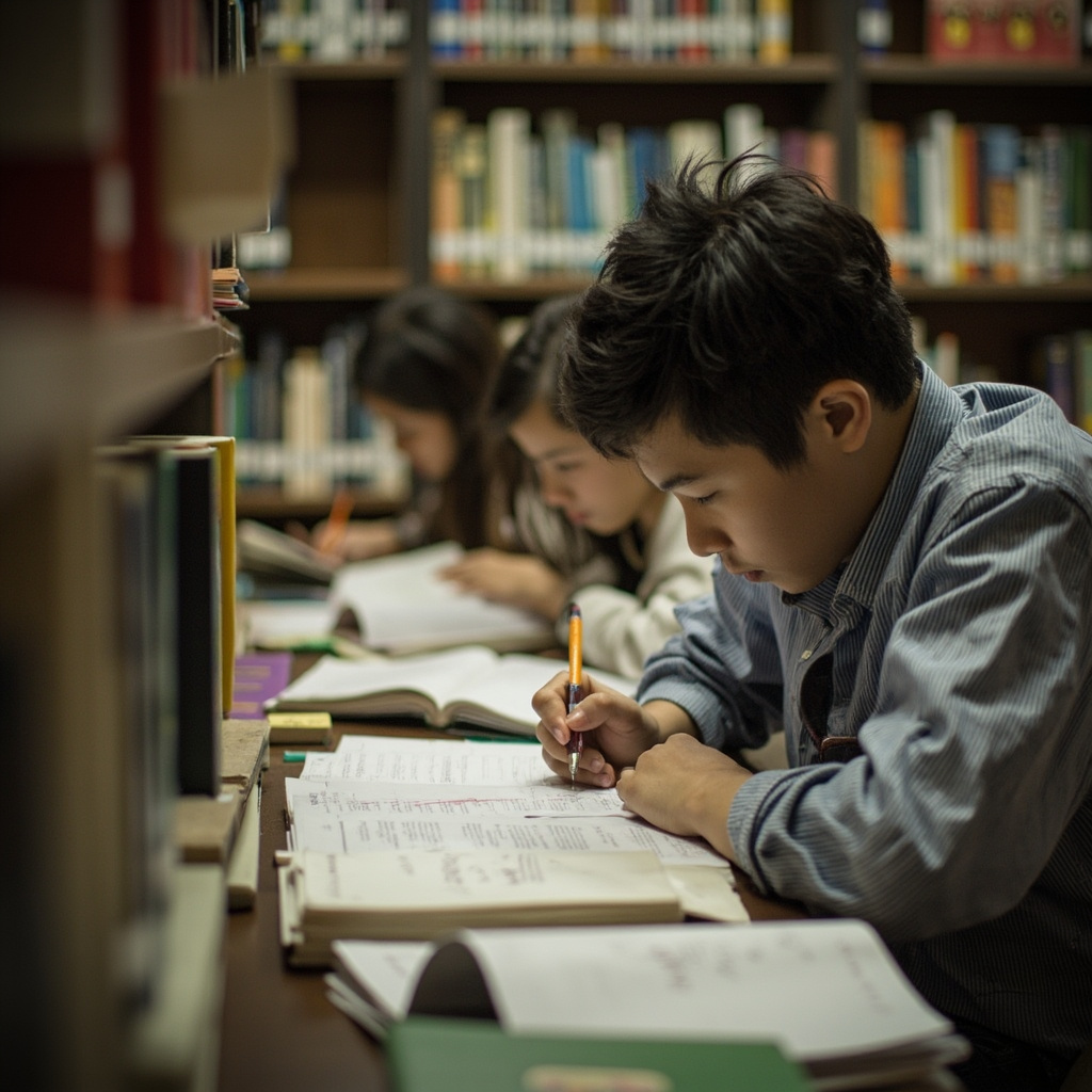 Chinese students studying