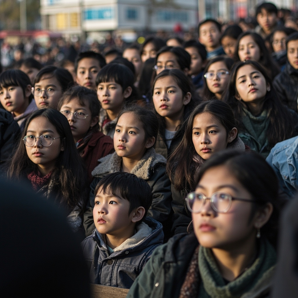 Chinese parents waiting outside exam