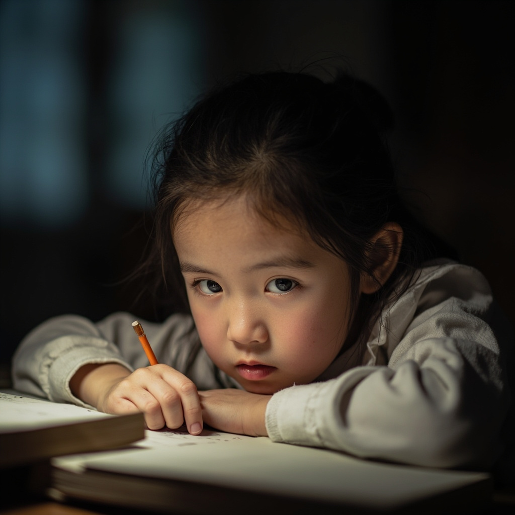 Chinese girl studying