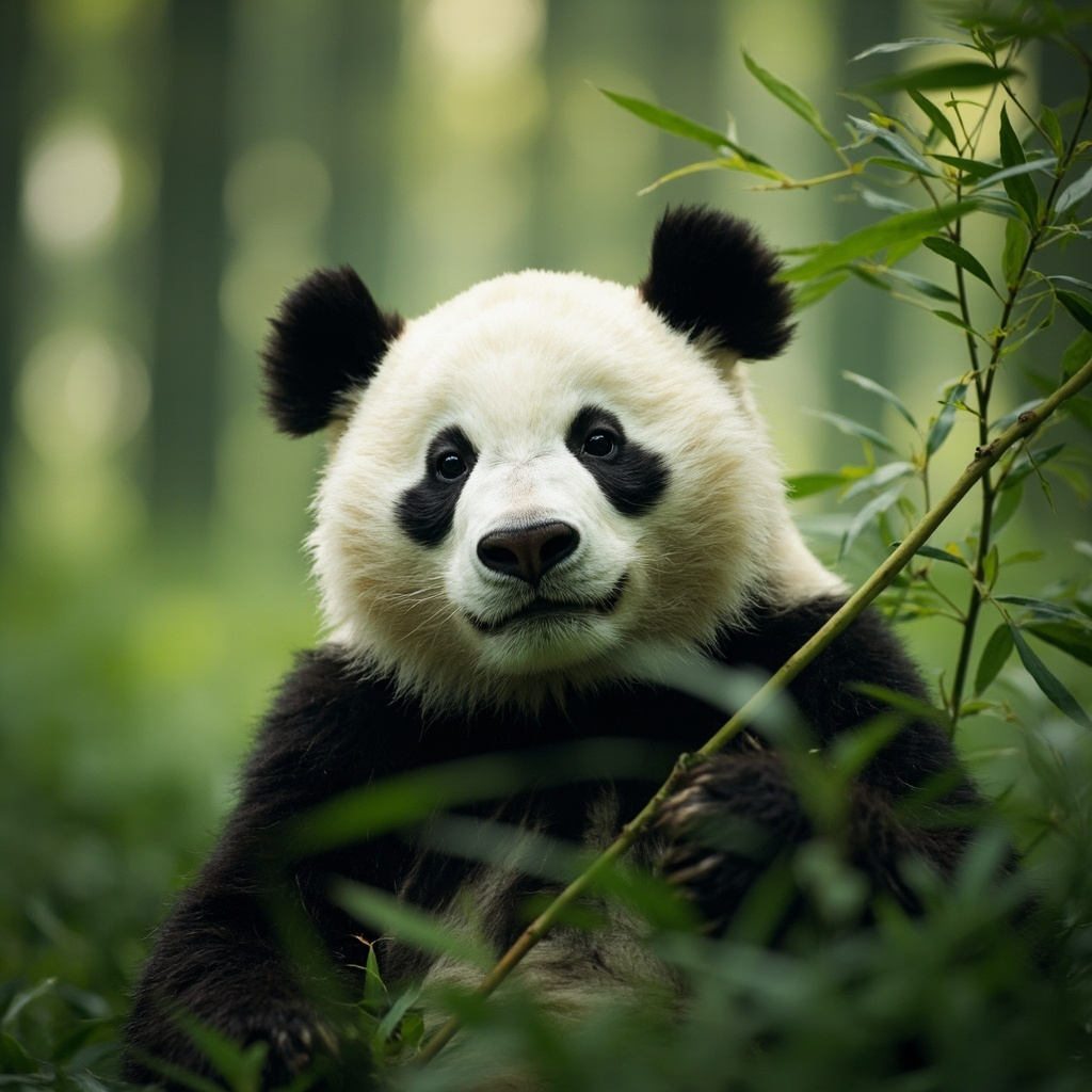 Giant panda eating bamboo