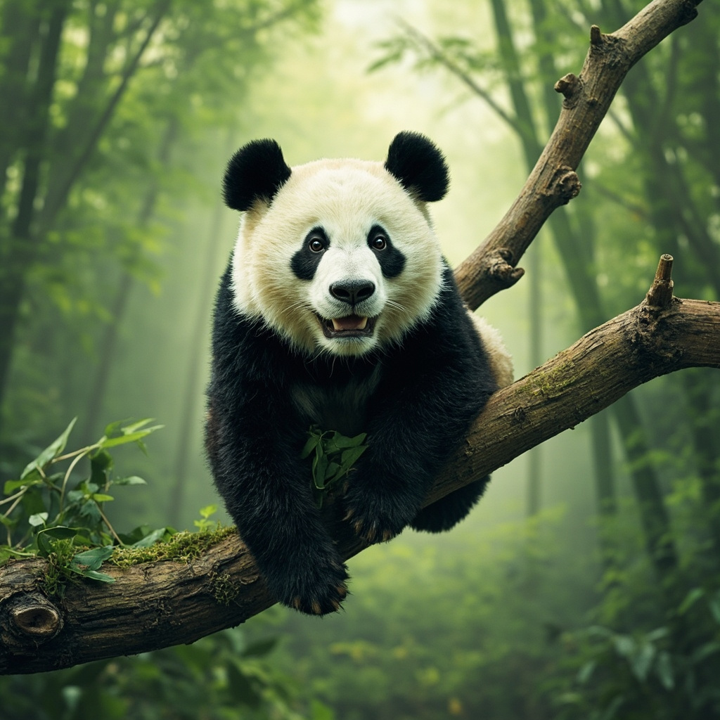 Panda in bamboo forest