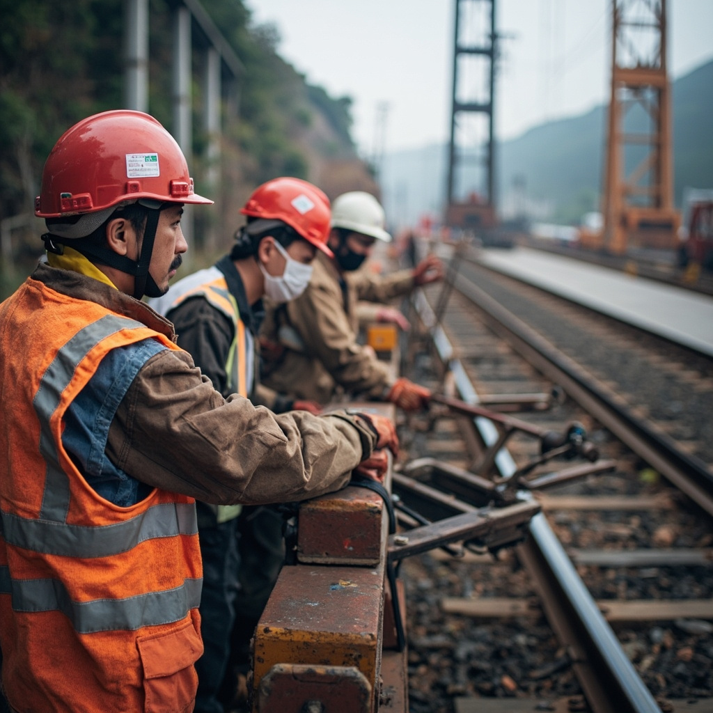 Chinese engineers railway construction